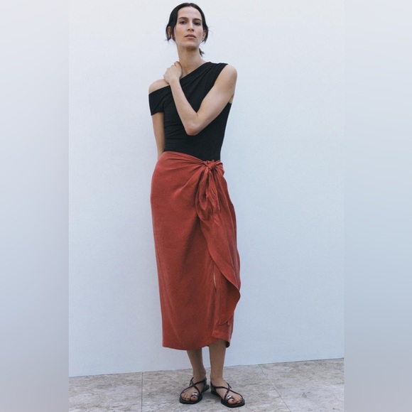 Elegant TERRACOTTA Wrap Skirt - Picture 1 of 5